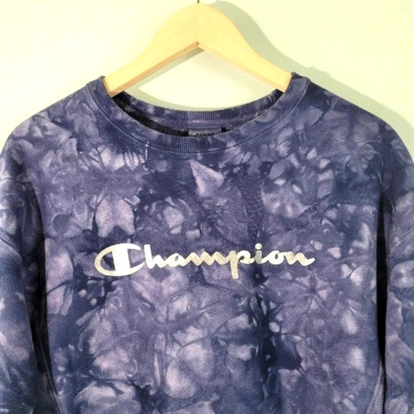 Champion Reverse Wave Gray Bleached Crewneck Drop Shoulder Sweatshirt Size M - Picture 2 of 11